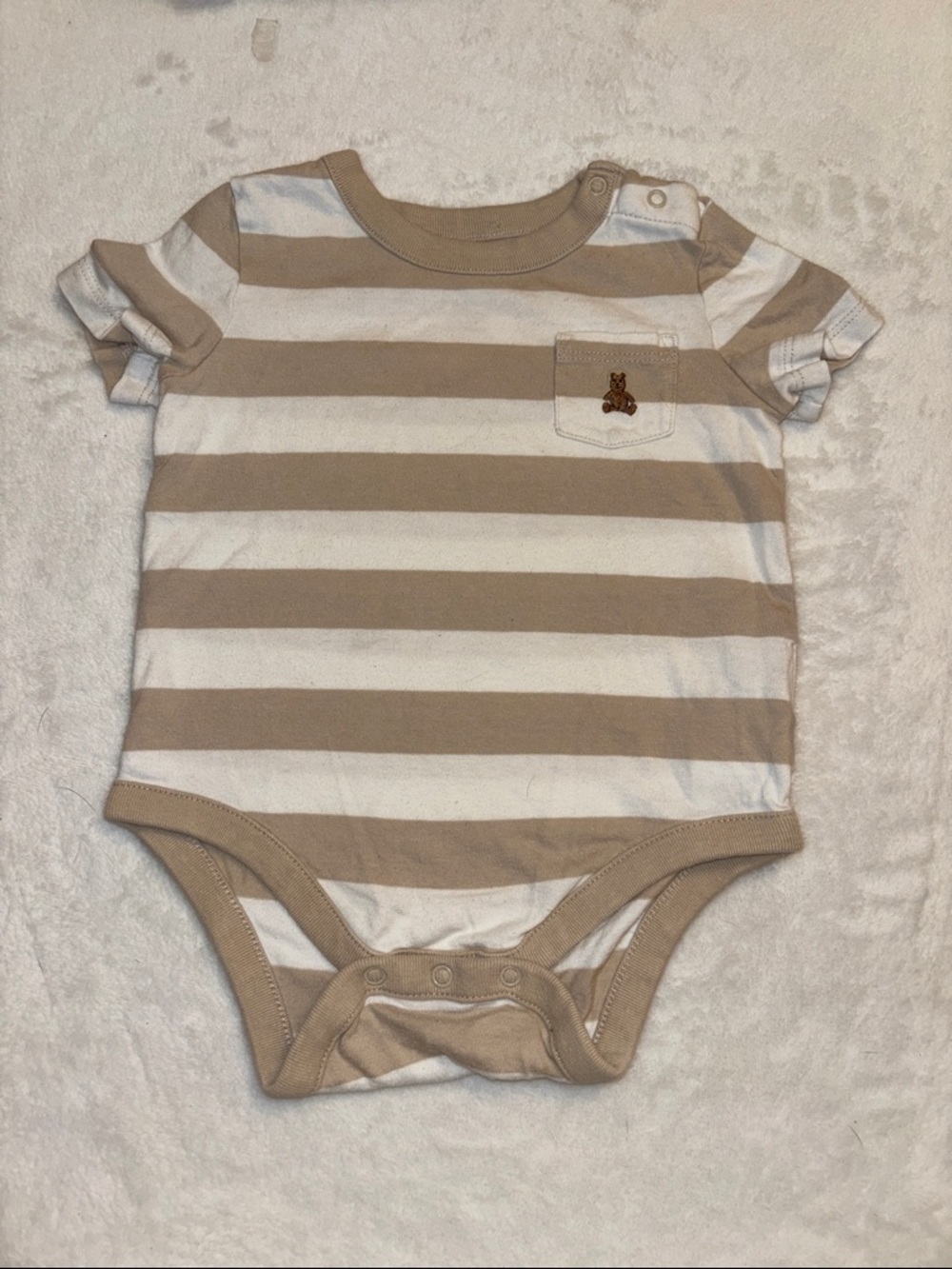 (3 for $10) Baby Gap Striped One-Piece Bodysuit in Tan and White